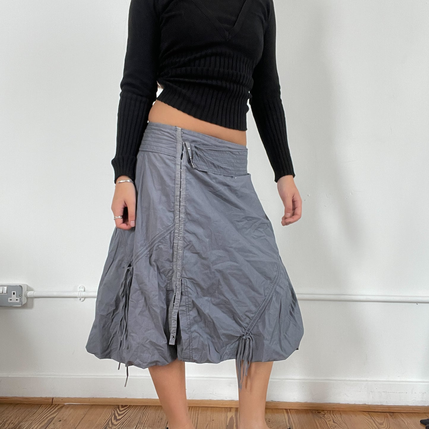 Vintage Grey/Purple Bubble Midi Skirt