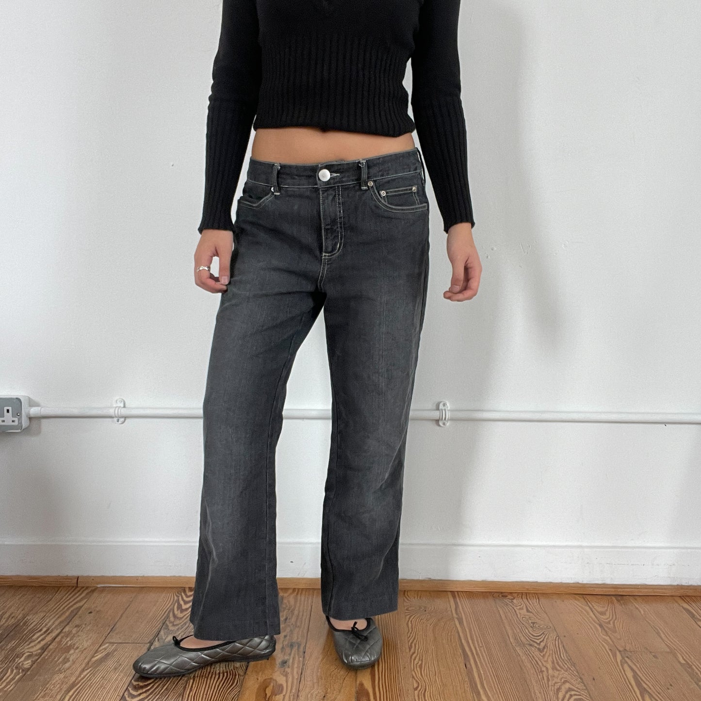 Vintage Black Denim Washed Jeans