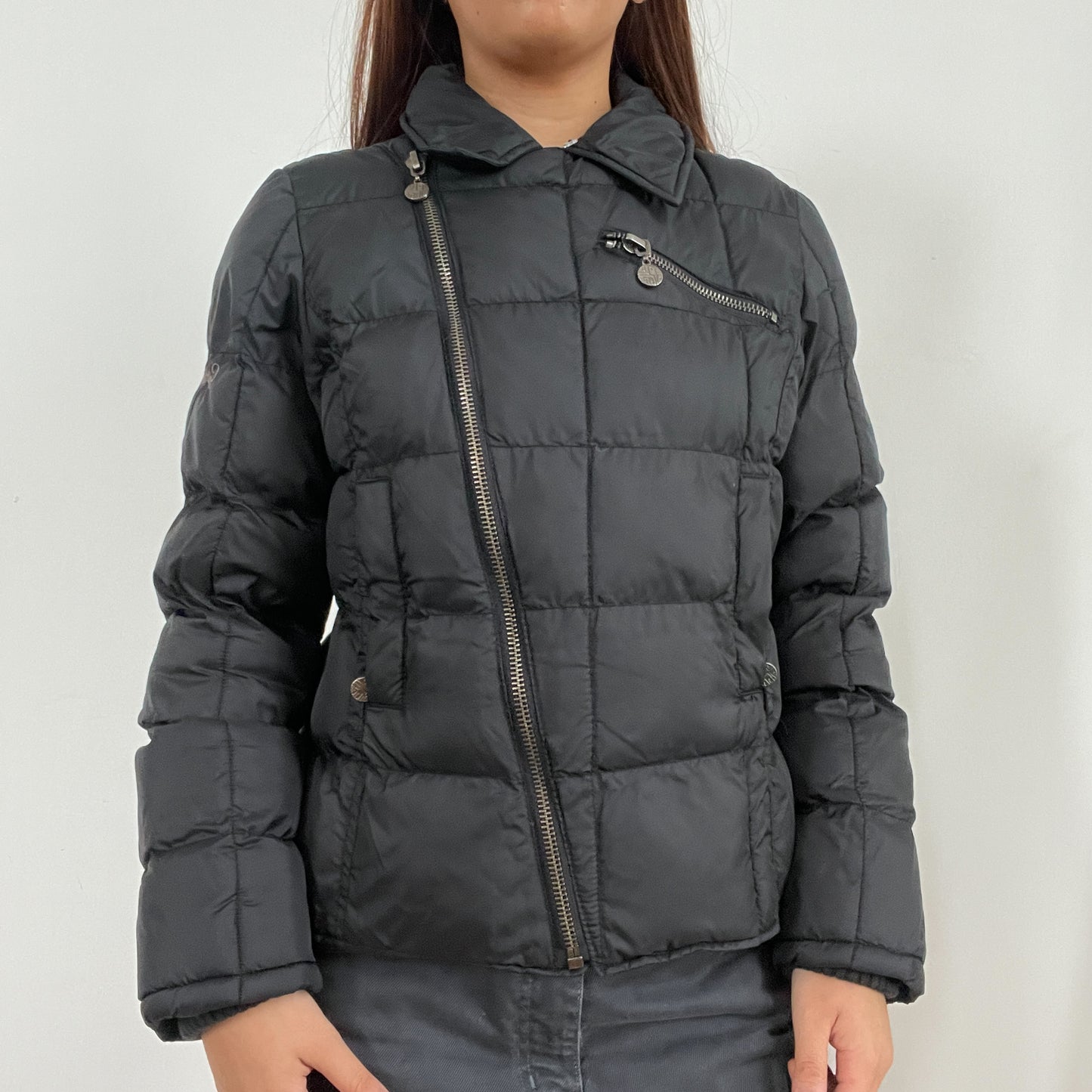 Vintage black puffer zip up jacket