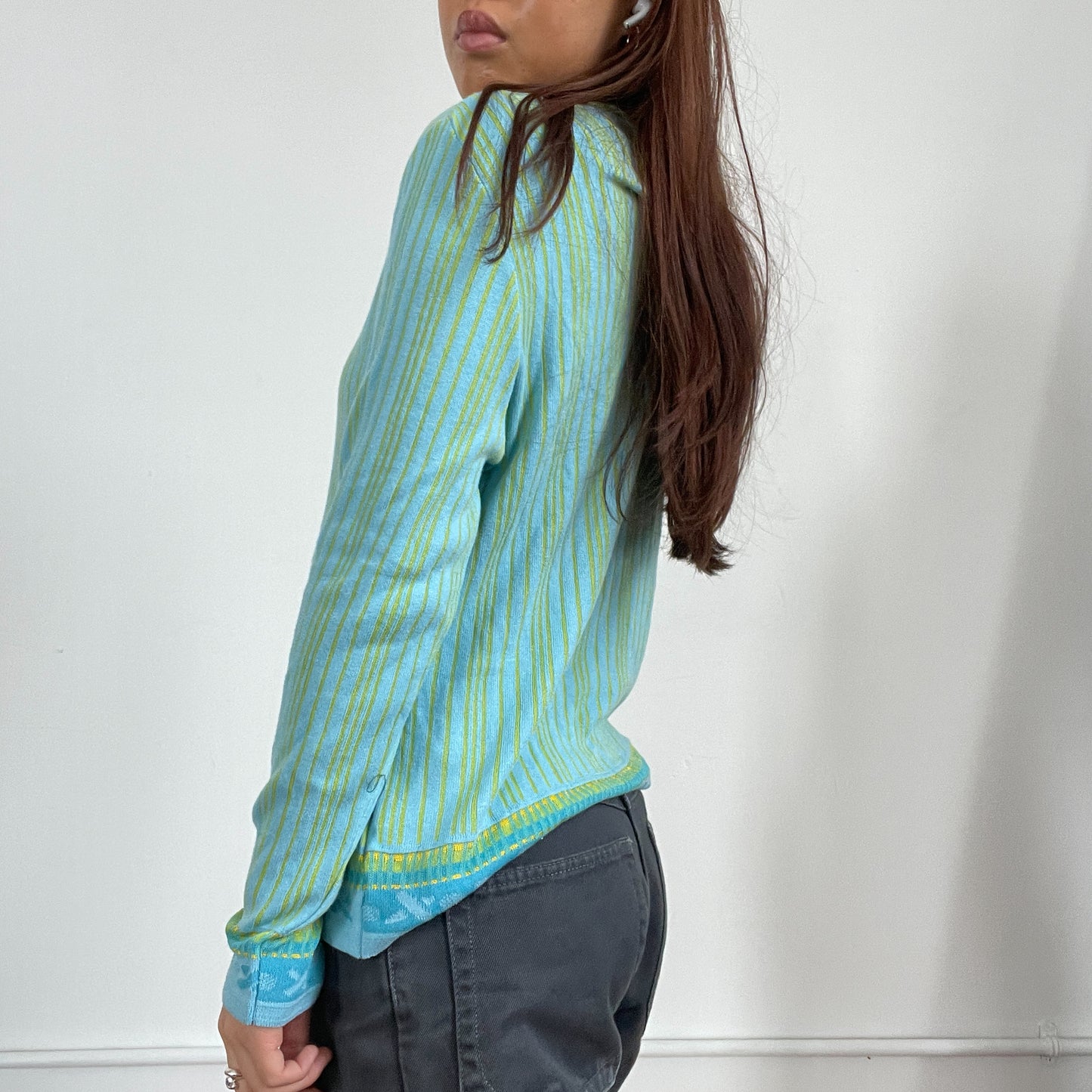 Vintage blue and green knit cardigan