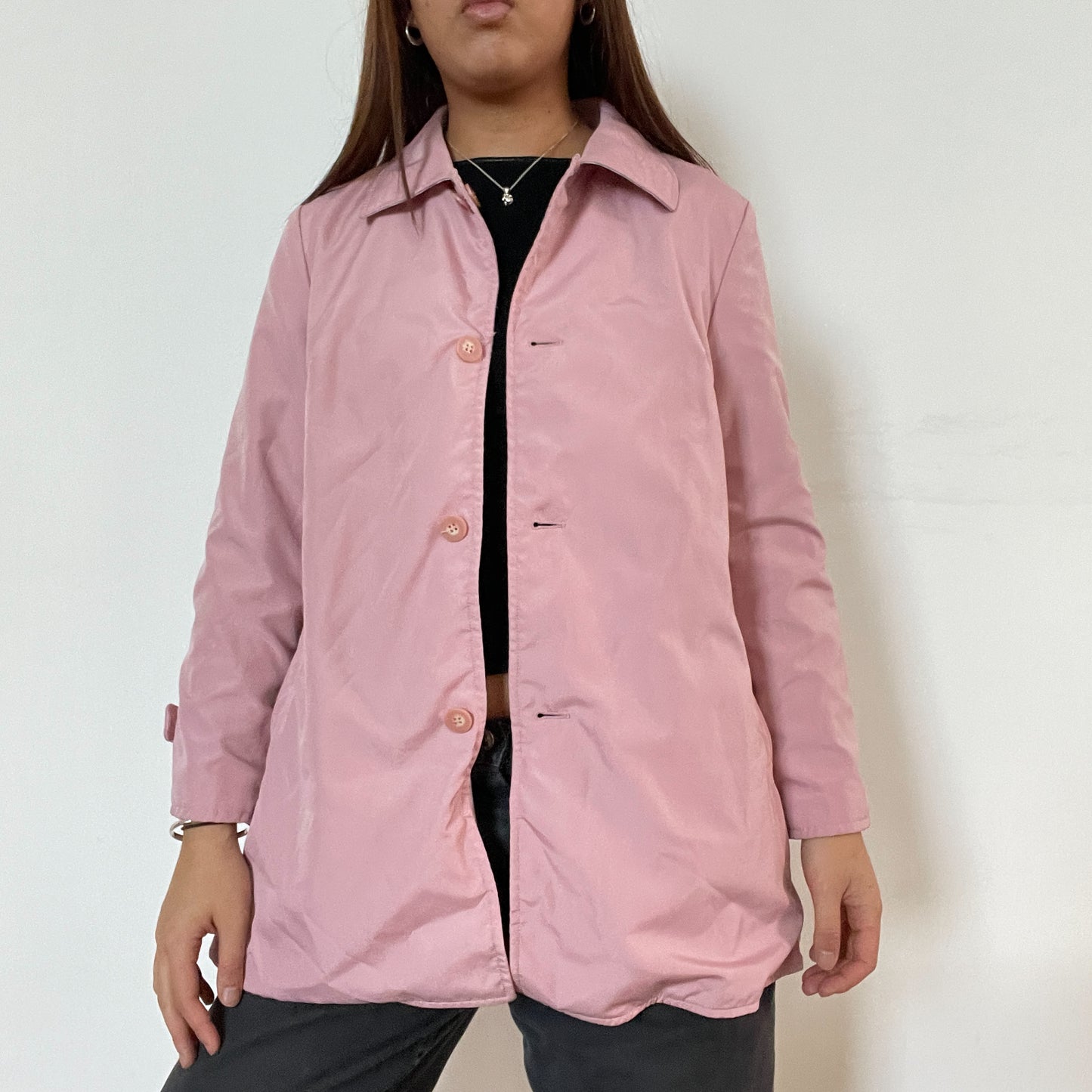 Vintage pink reversible trench coat