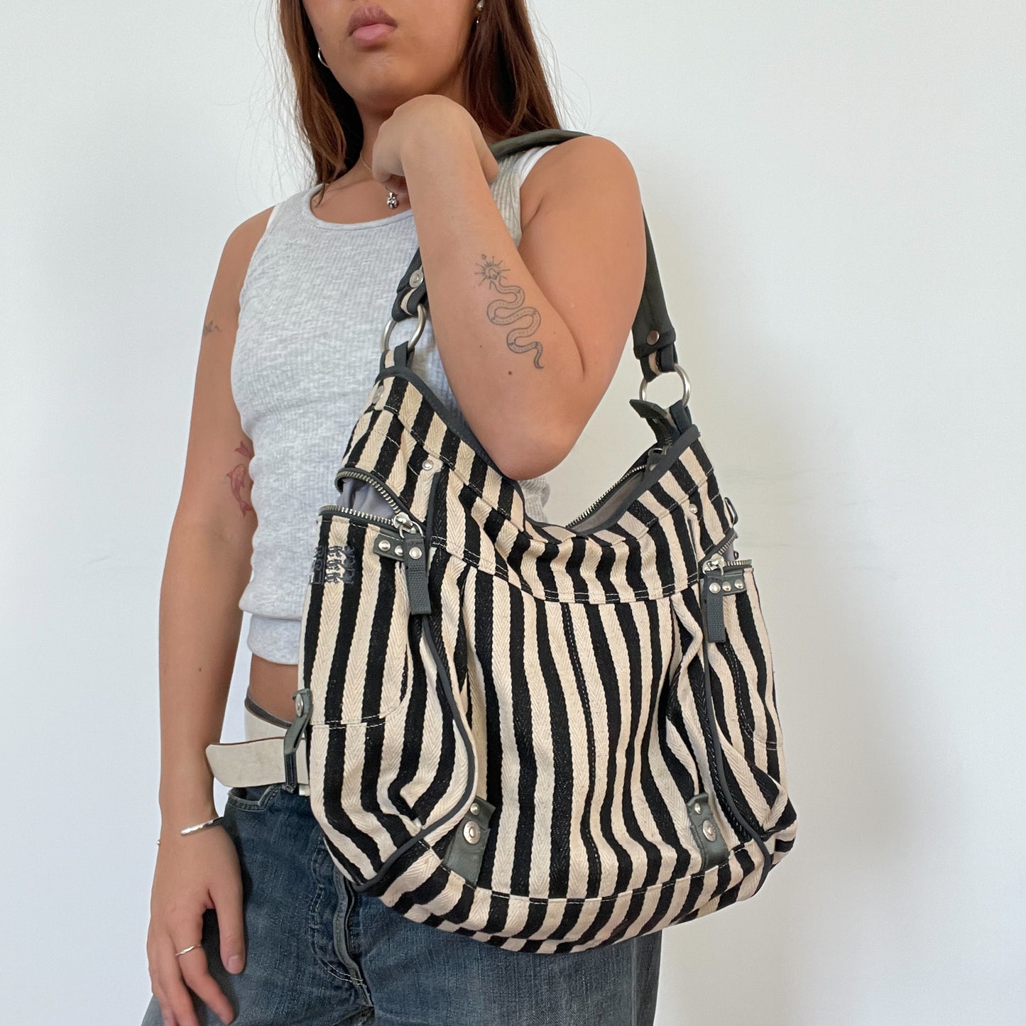 Black and Beige George Gina Lucy Shoulder Bag