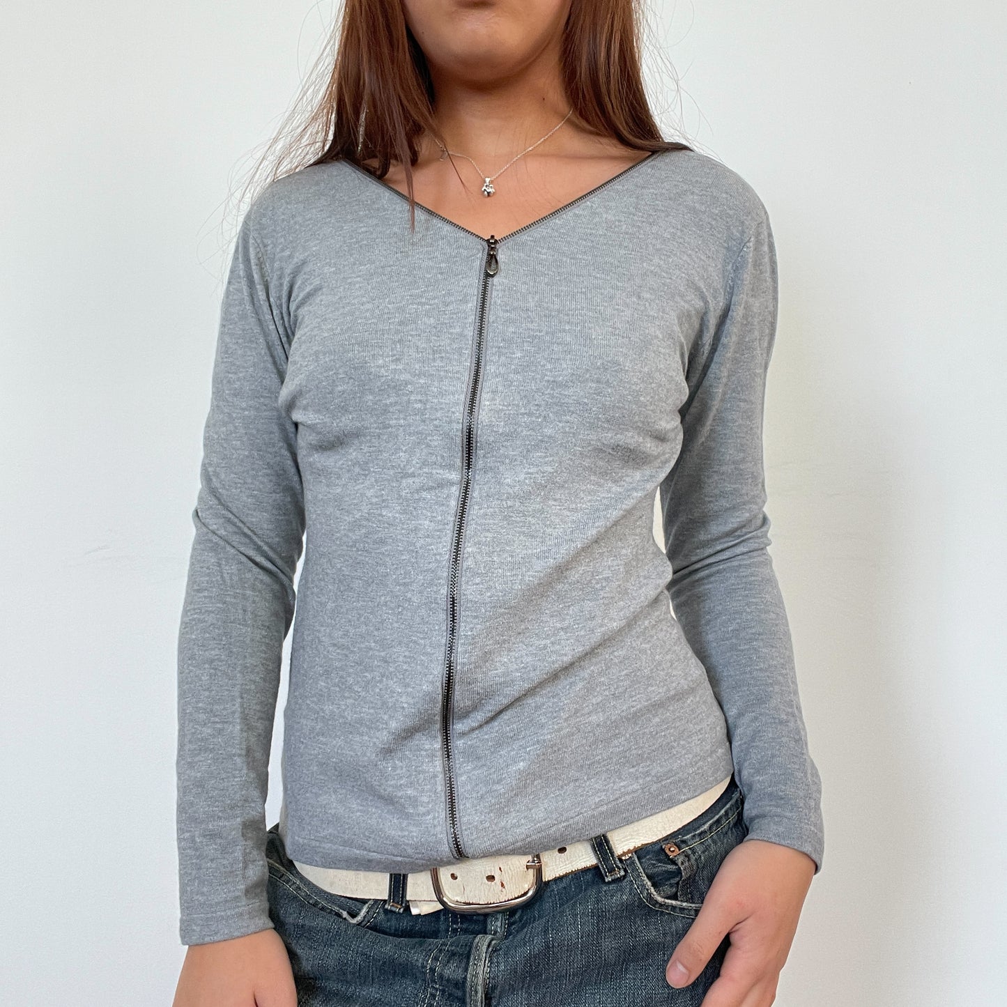 Vintage Grey Zip Up Jumper