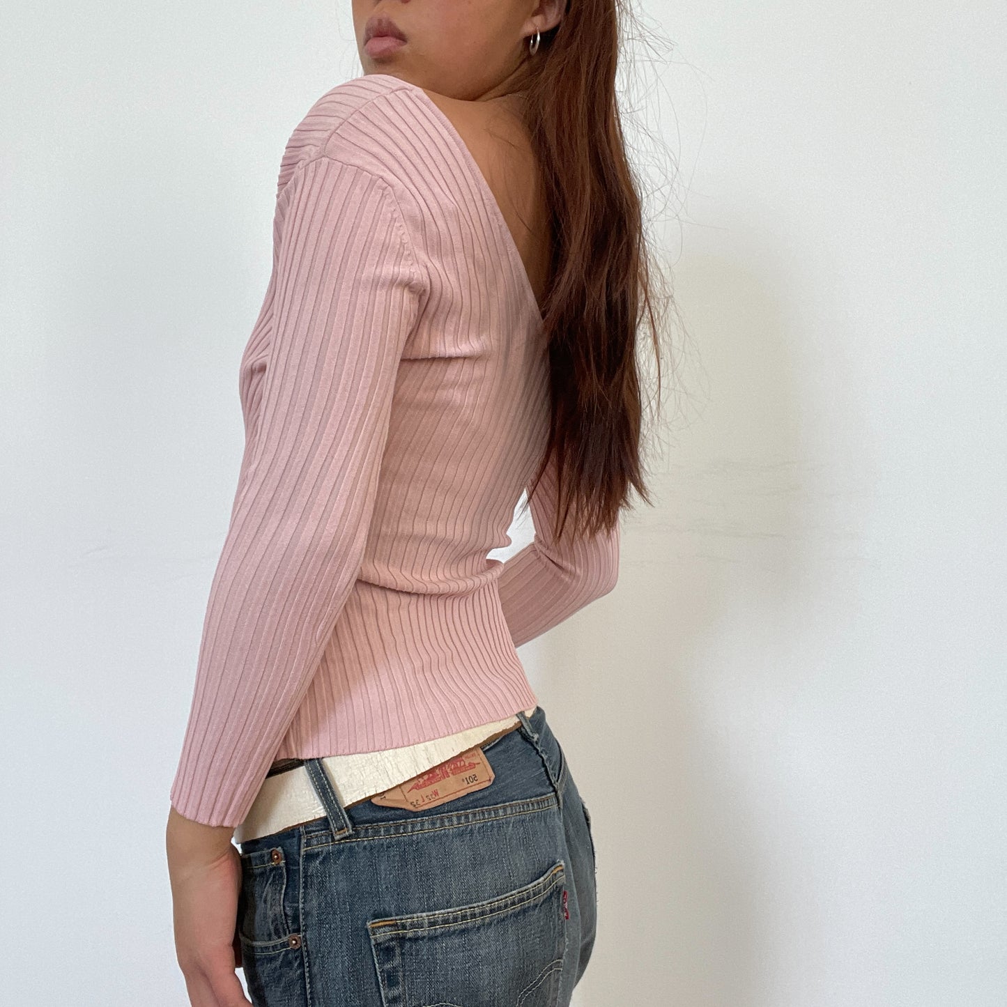 Vintage Baby Pink Crossover Knit jumper