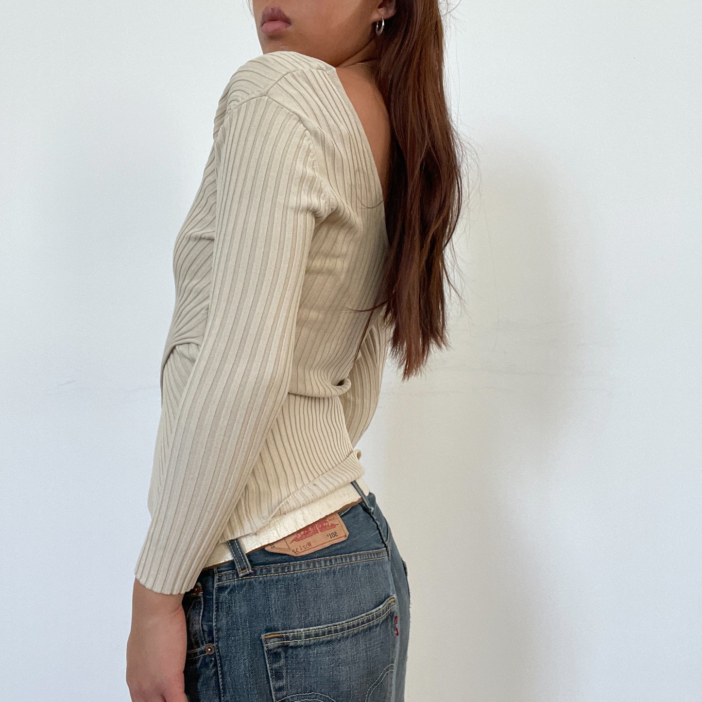 Vintage Beige Crossover Jumper