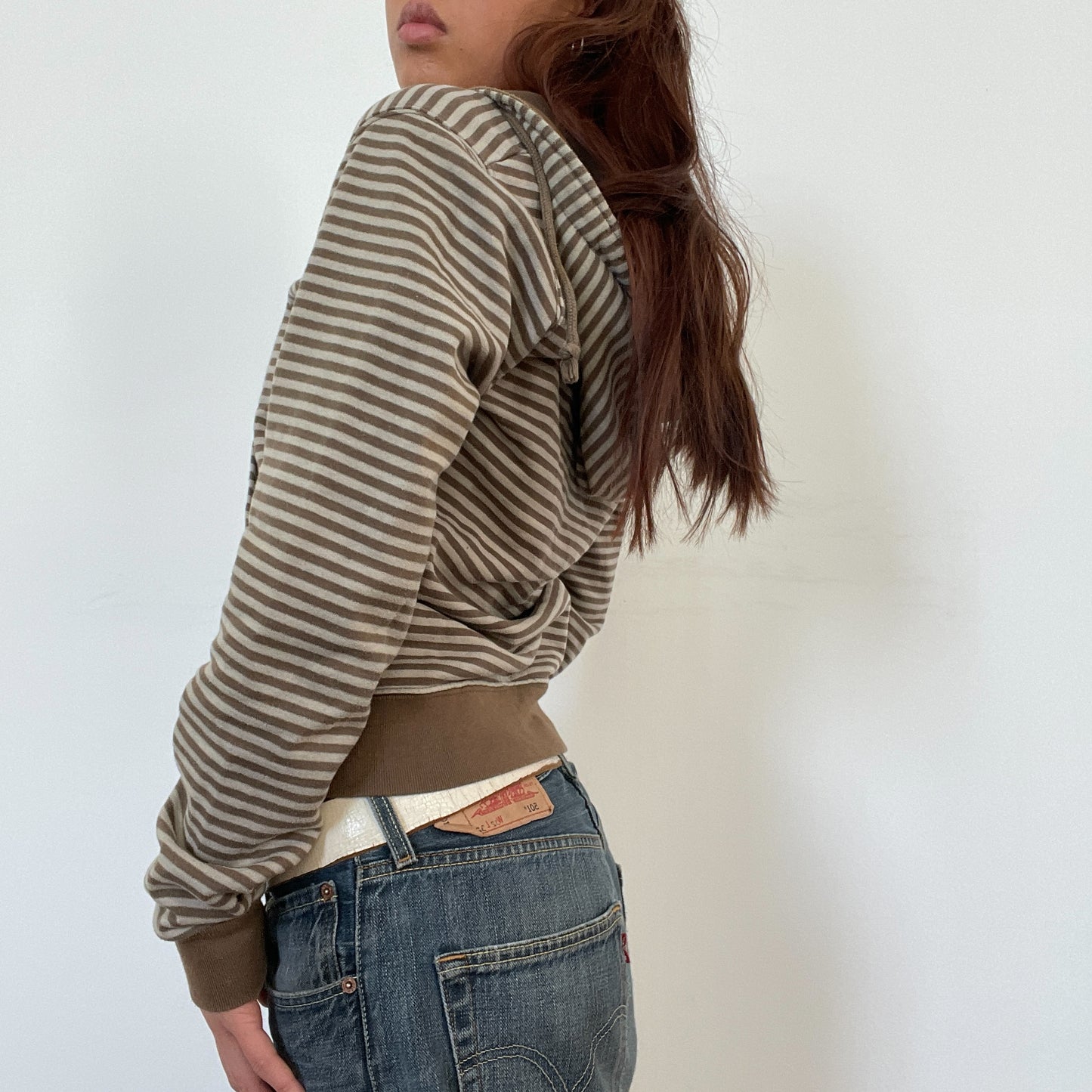 Vintage Brown Stripe Hooded Jumper