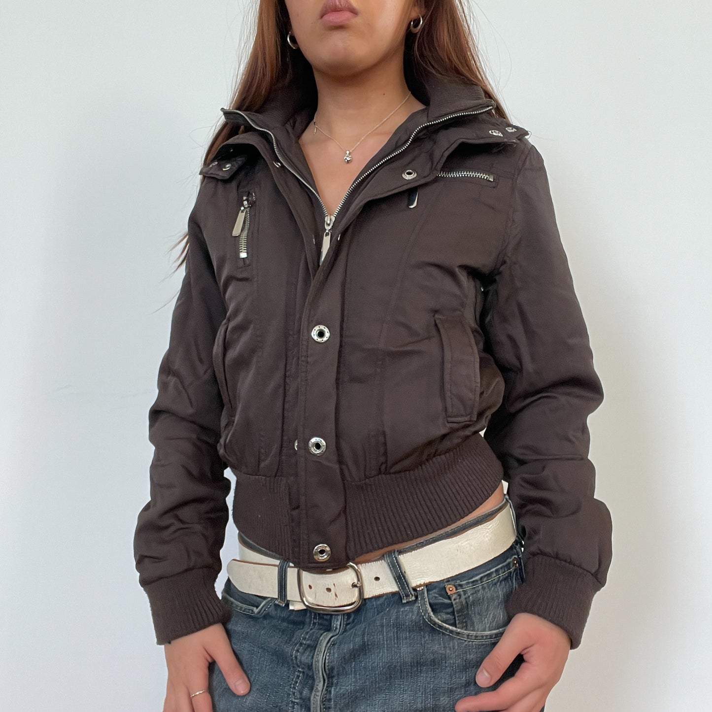 Vintage Brown Zip Up Bomber Jacket