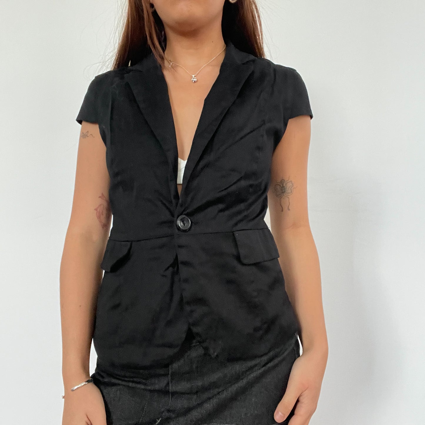 Vintage Black Waistcoat Top