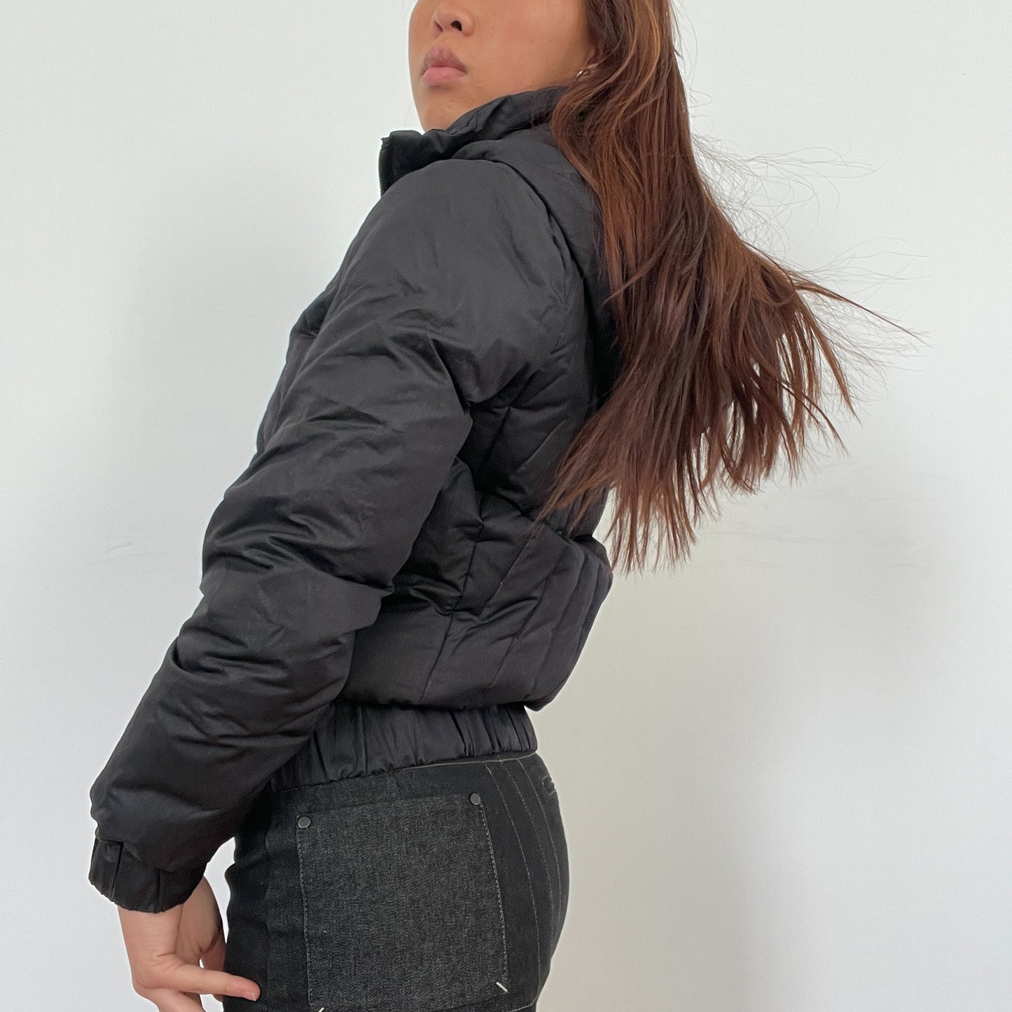 Vintage Black Zip Up Puffer Jacket