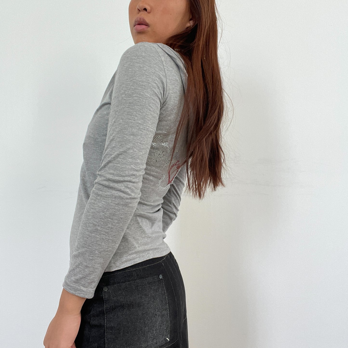 Vintage Grey Knit Hooded Long Sleeve