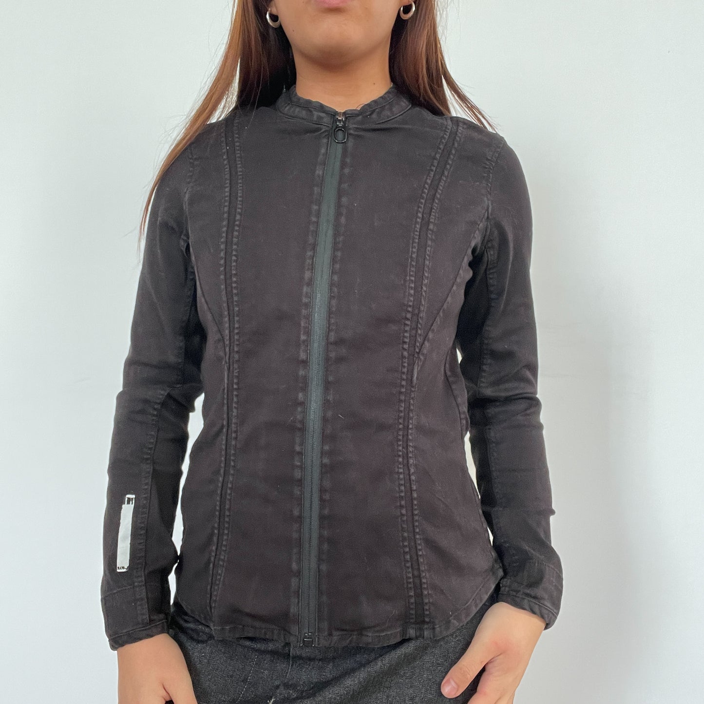 Vintage Black Zip Up Fitted Jacket