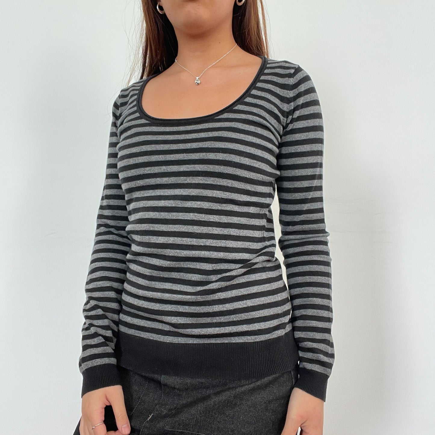 Vintage Grey Stripy knit Jumper