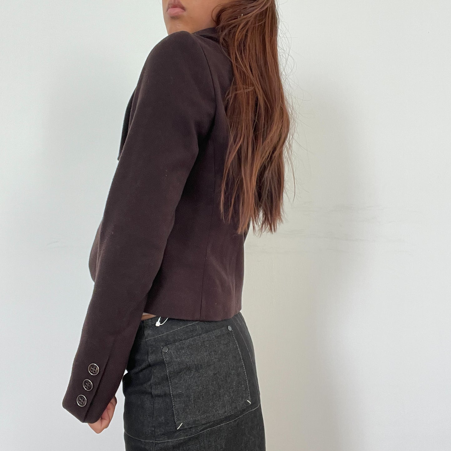 Vintage Brown Button Collar Swing Jacket