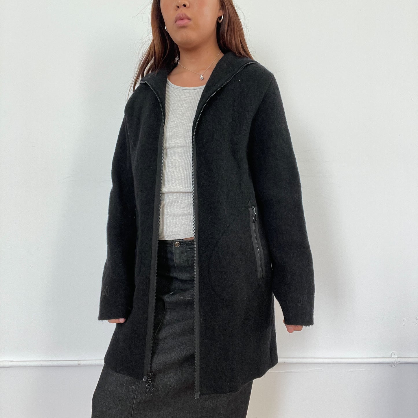 Vintage Cop Copine Black Wool Coat