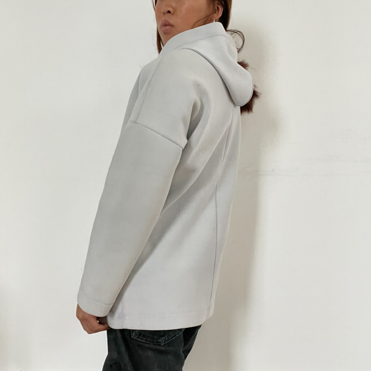 White/Light Grey Hooded Cop Copine Trench Coat