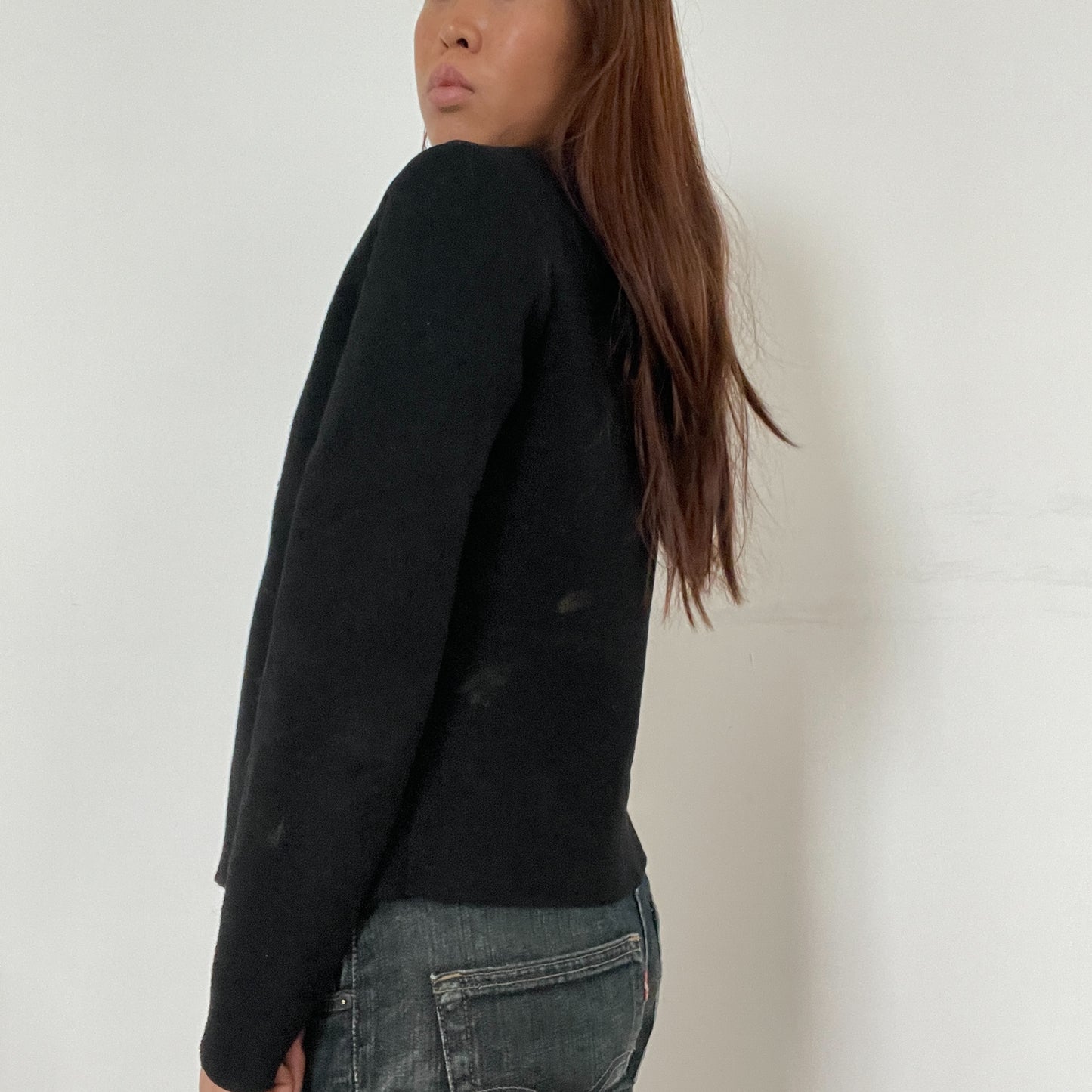 Black Cop Copine Asymmetric Fleece Jacket