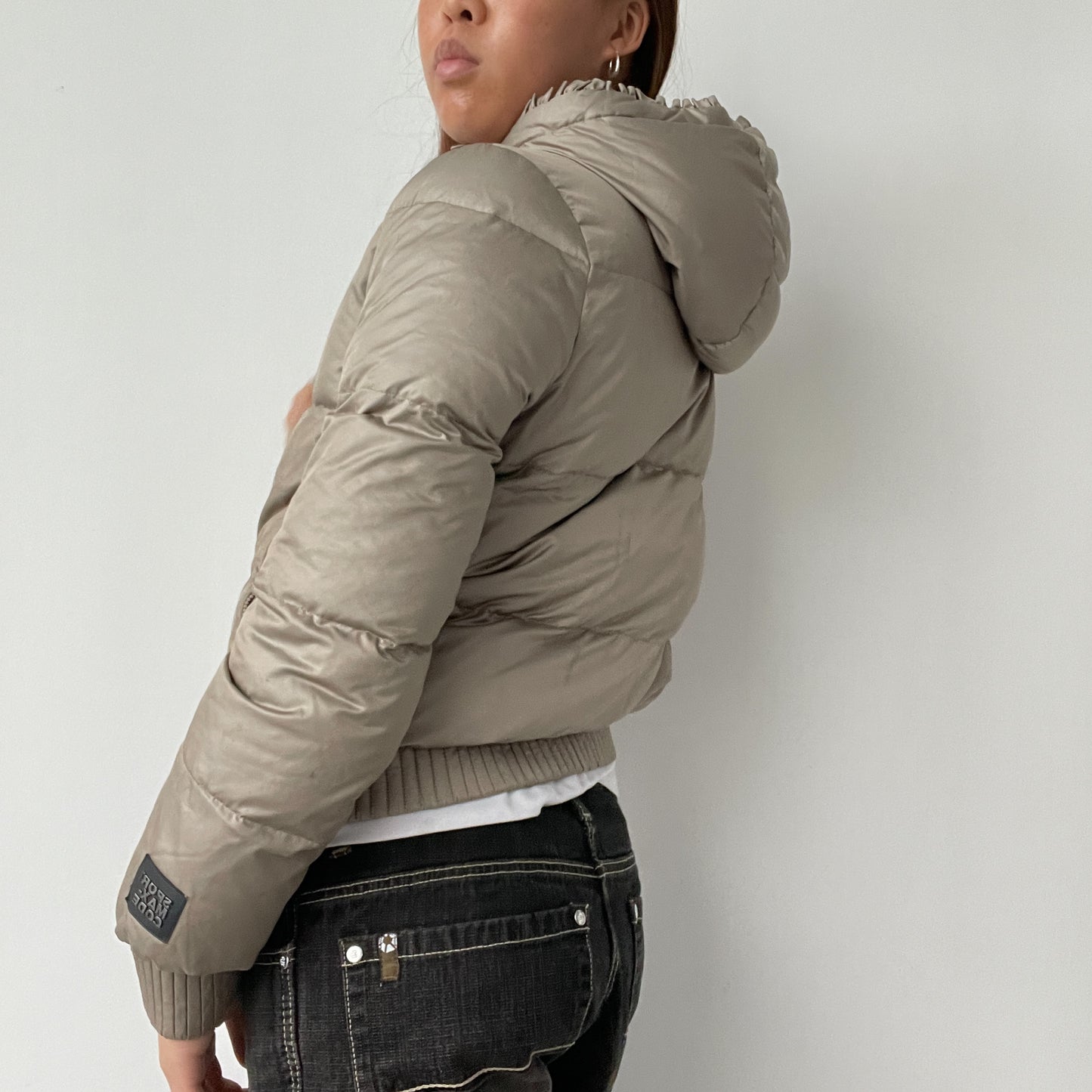 Light Brown Quilted Puffer Jacket