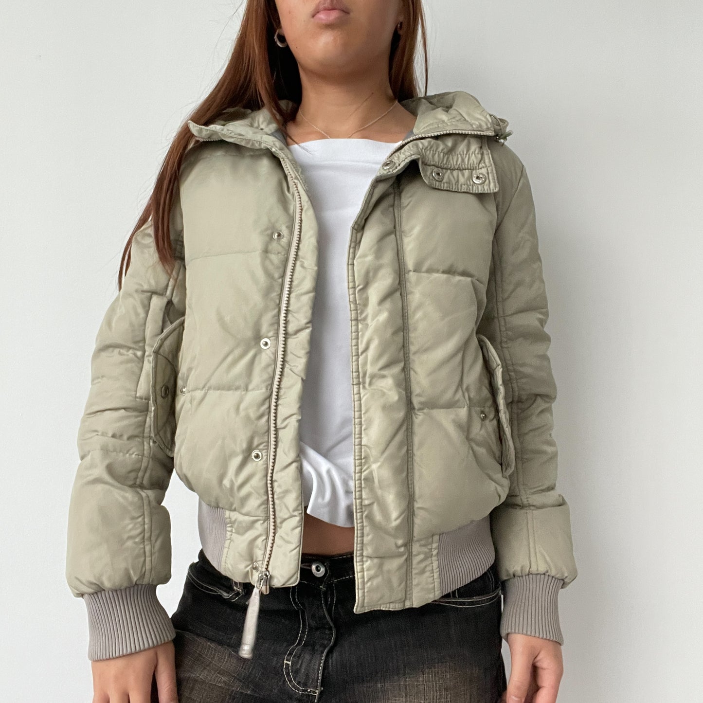 Light Green Boxy Hooded Puffer Jacket