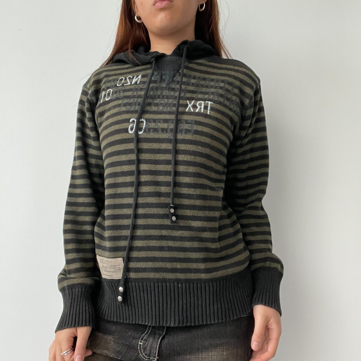 Black And Khaki Knit Hoodie