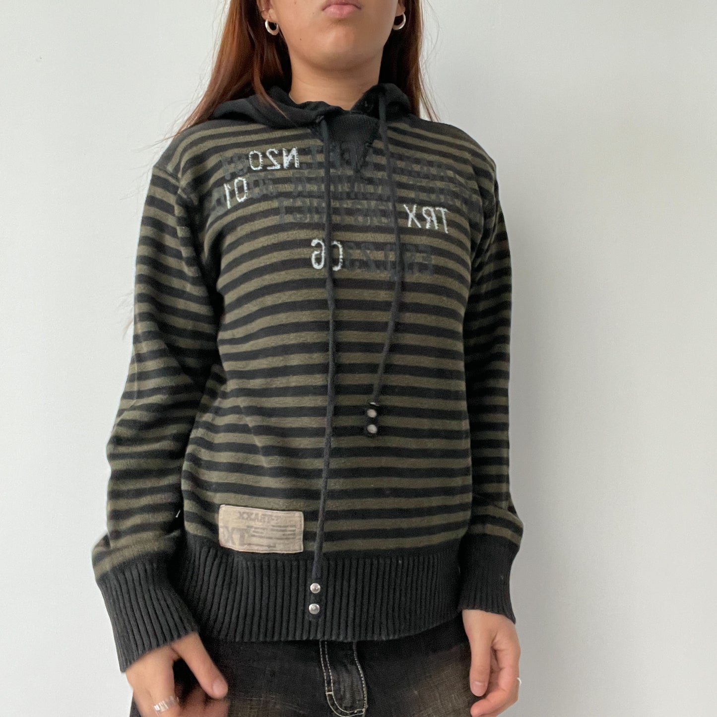 Black And Khaki Knit Hoodie
