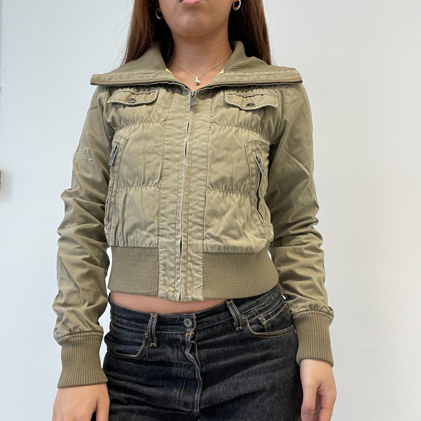Light Khaki/Green Textured Utility Jacket
