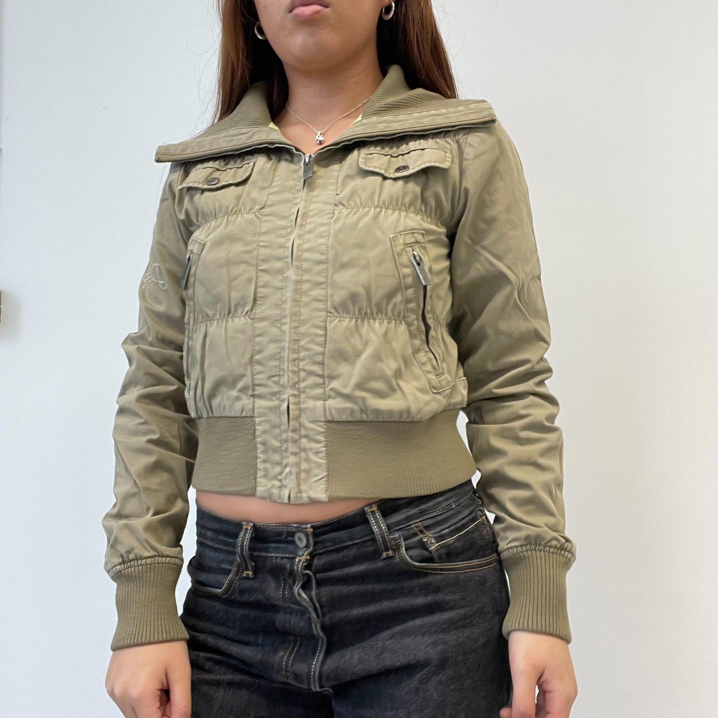 Light Khaki/Green Textured Utility Jacket