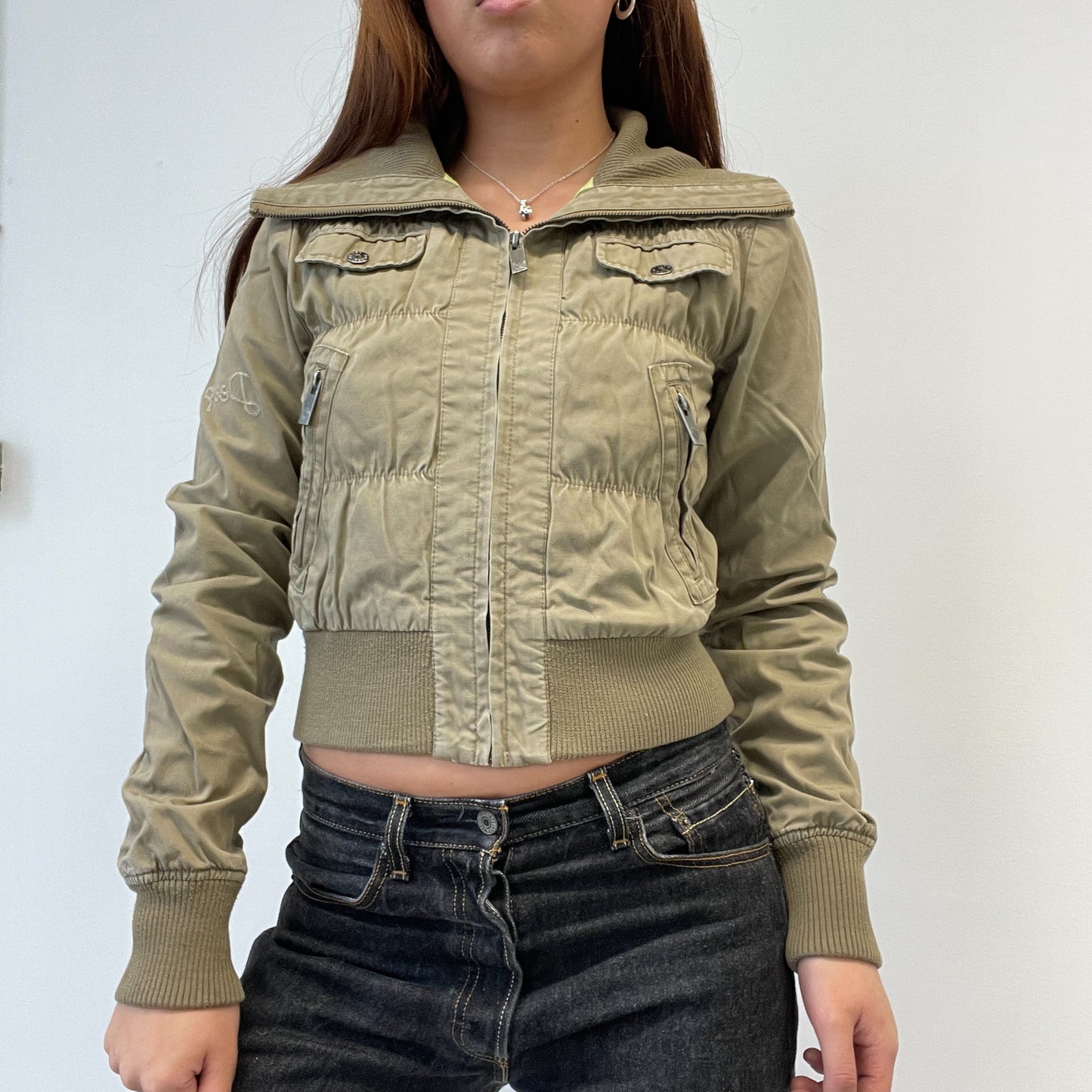 Light Khaki/Green Textured Utility Jacket