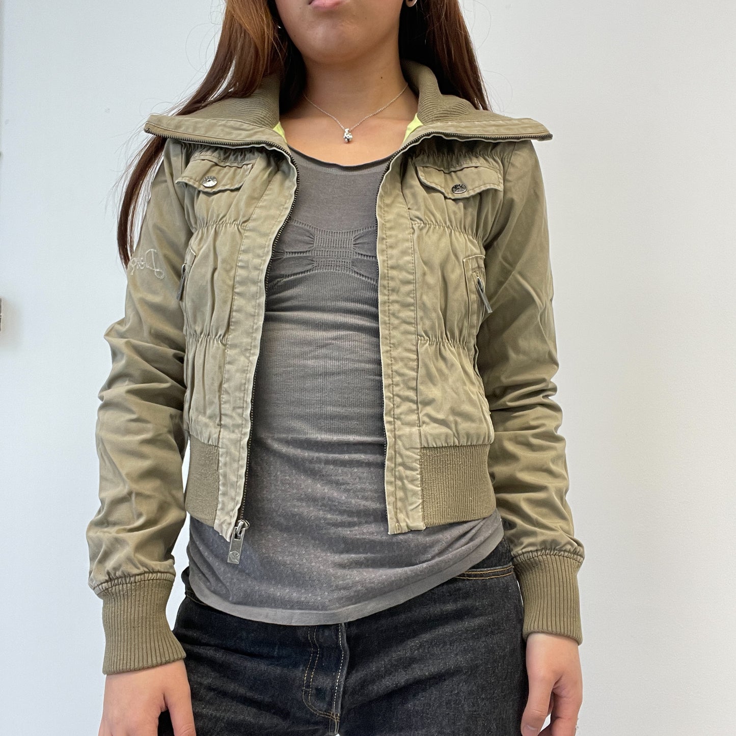 Light Khaki/Green Textured Utility Jacket
