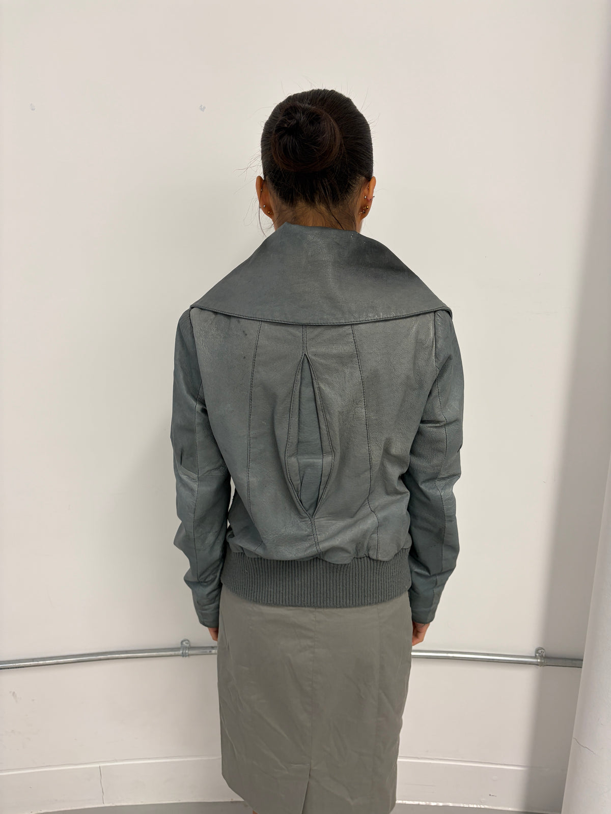 Vintage Blue Leather Jacket