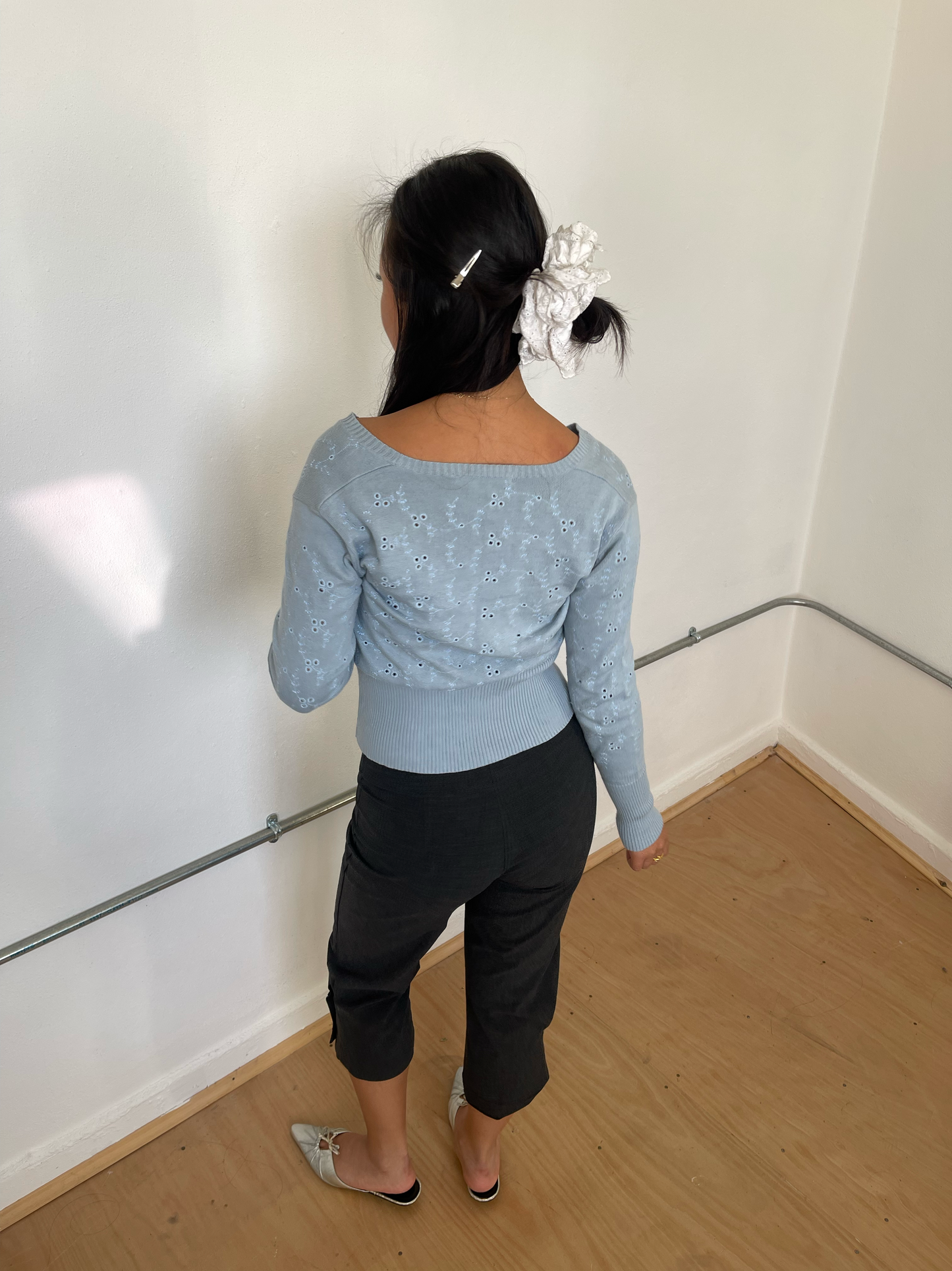 Vintage Baby Blue broderie cardigan