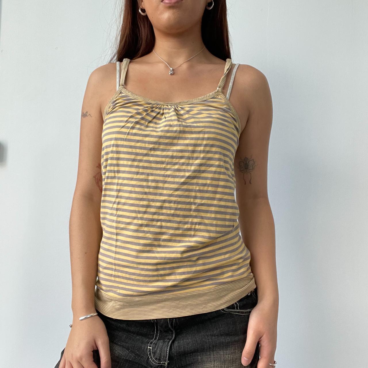 Stripy Tan And Cream Cami Top