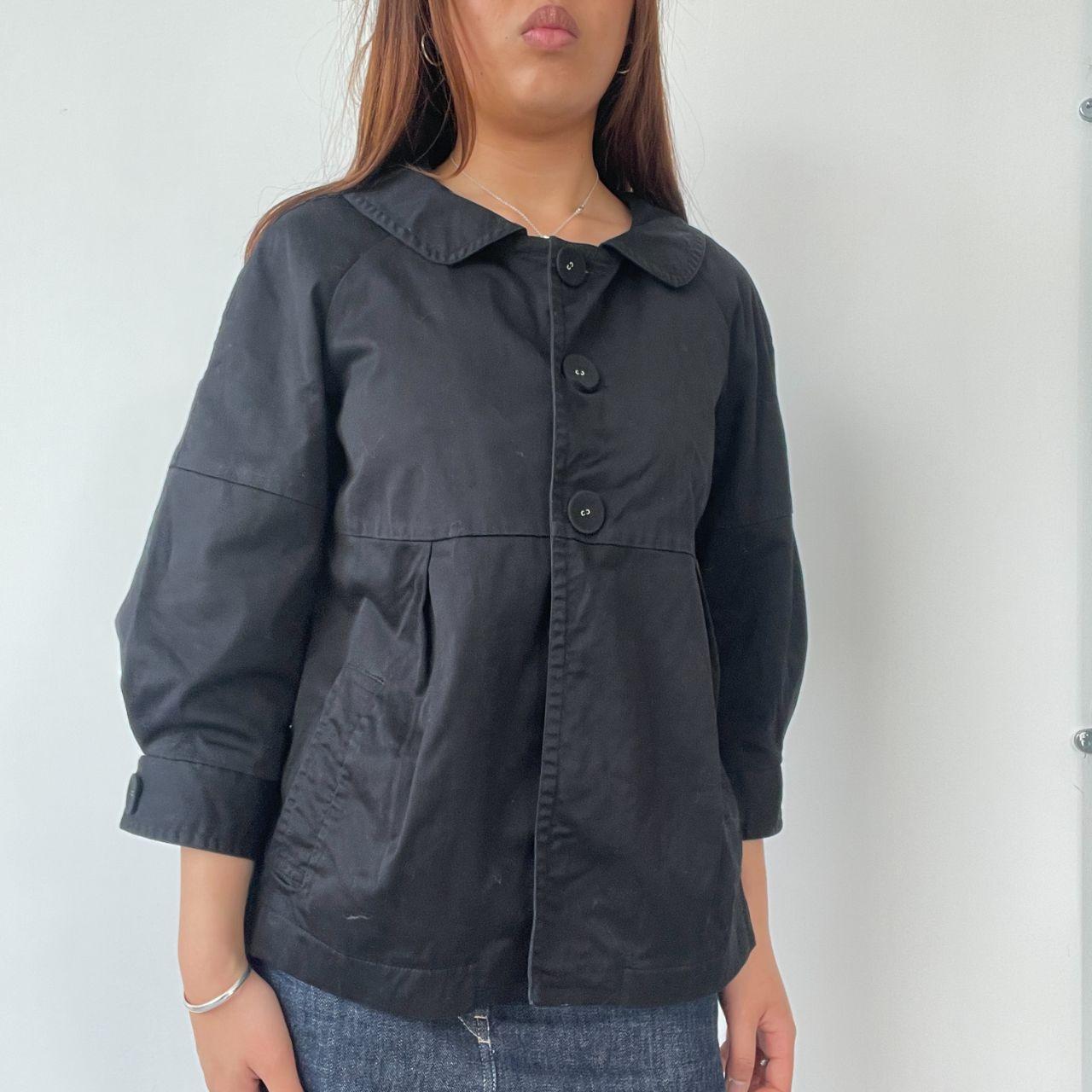 Black Boxy Pleated Peacoat
