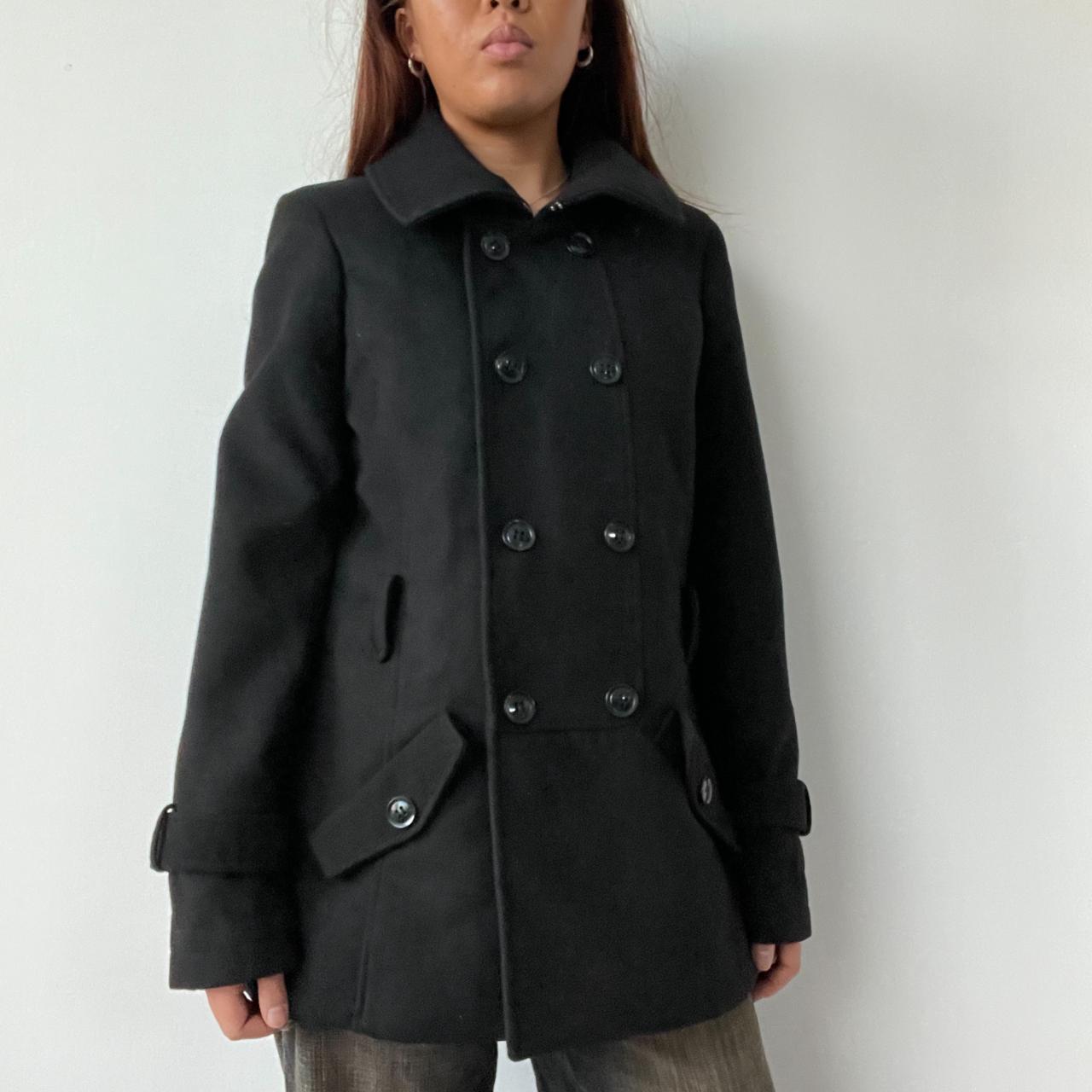 Black Asymmetric Peacoat Trench
