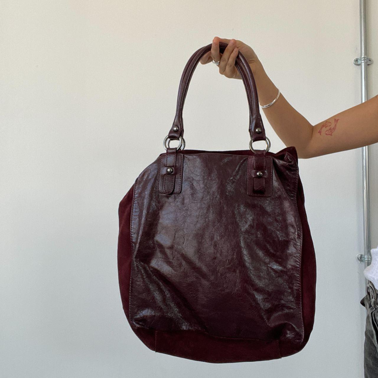 Burgundy Leather Suede Shoulder Bag