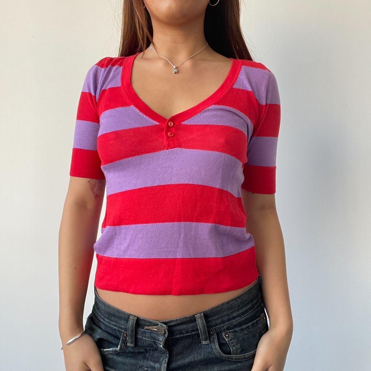 Red/Purple Stripy Knitted Top