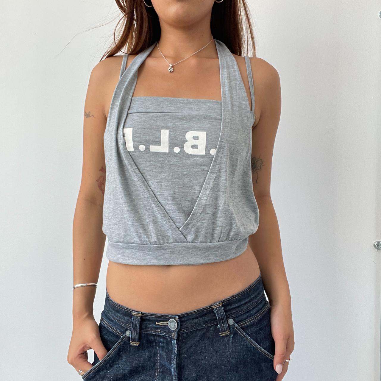 Grey Slogan Halter Top