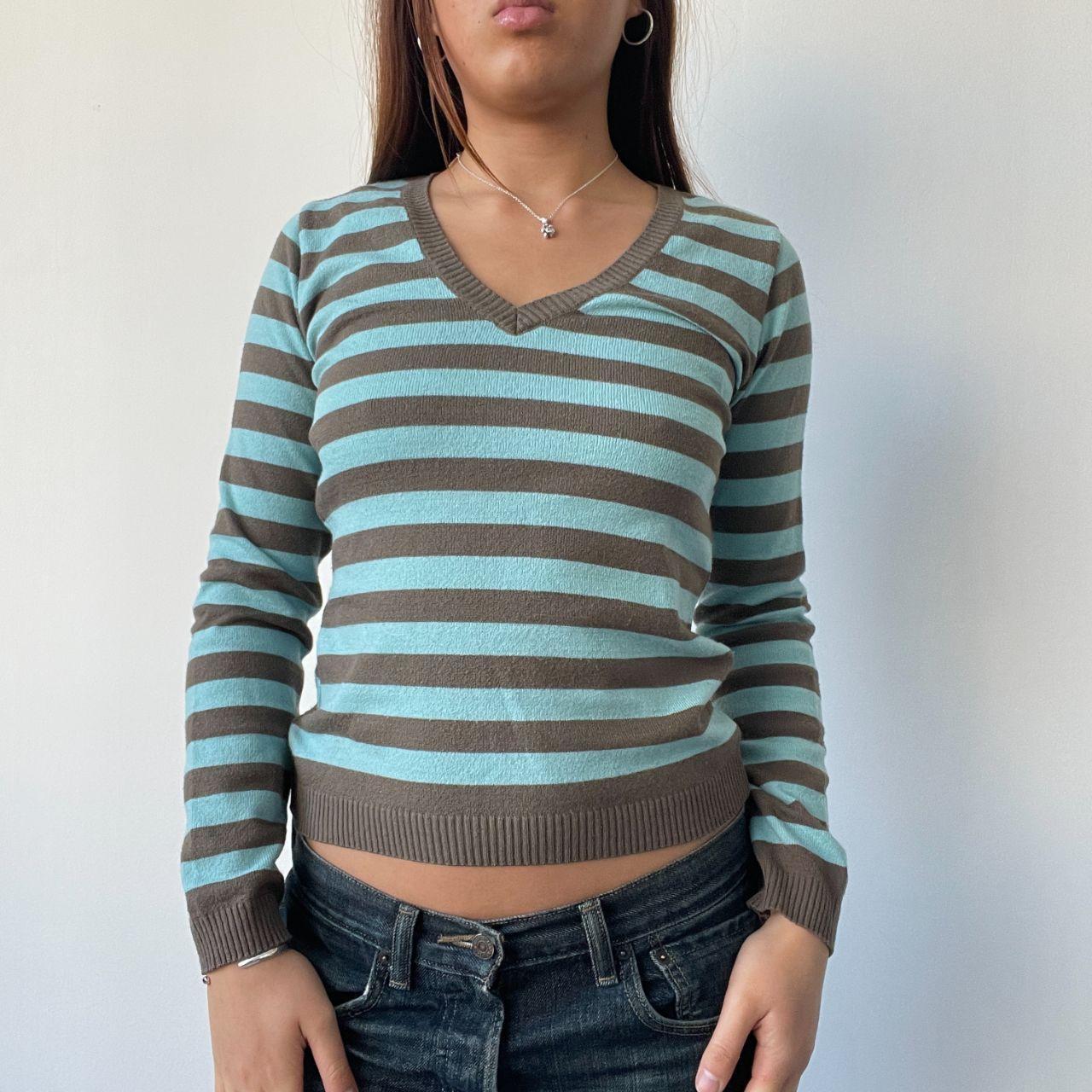 Blue/Brown Stripy Knit Jumper