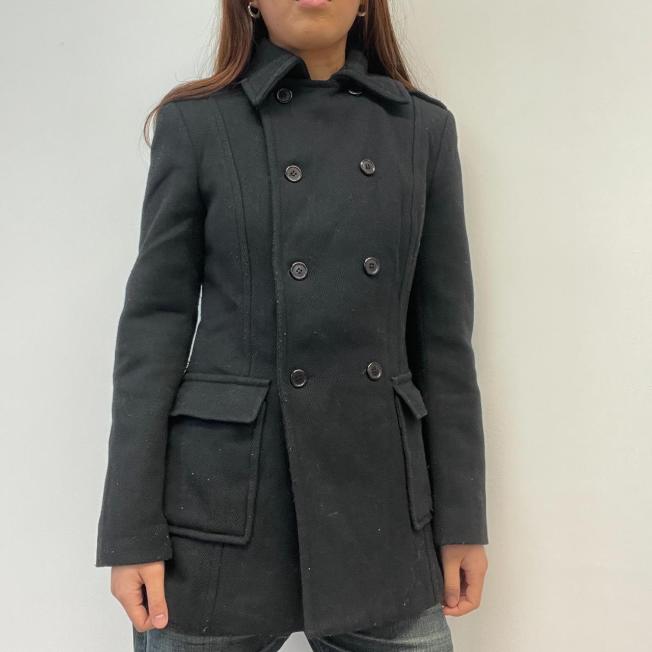 Black Wool Structured Peacoat Trench