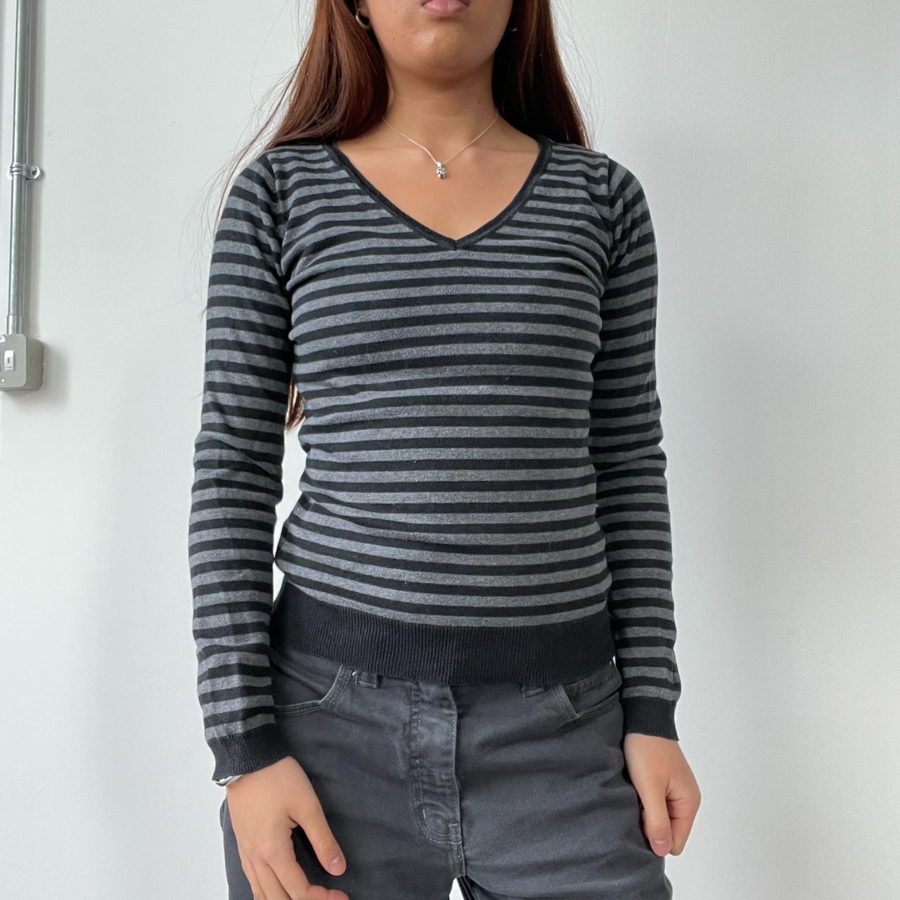 Black/Grey Stripy Knit Jumper