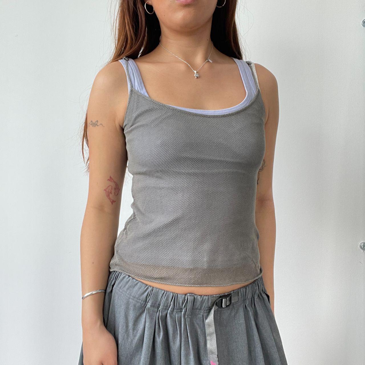 Khaki Green Mesh Vest Top