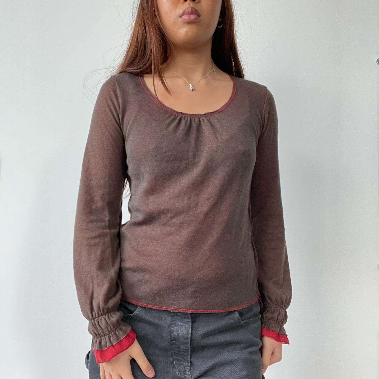 Cop Copine Brown/Red Contrast Top