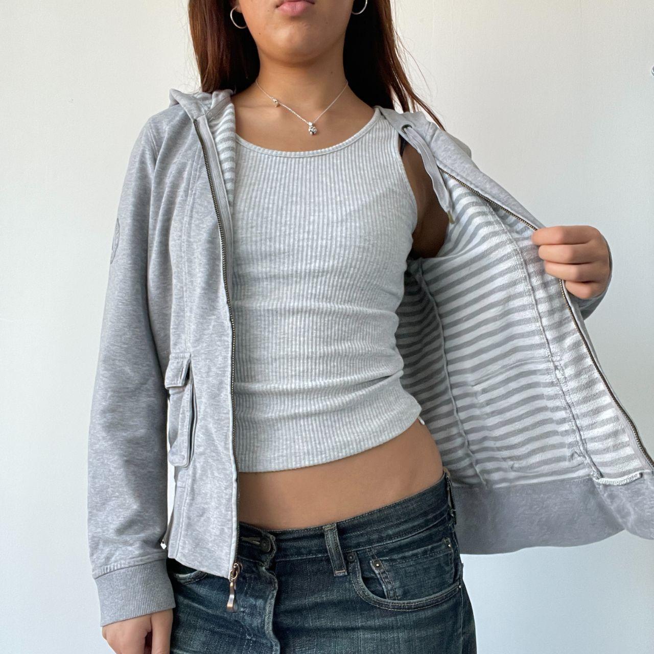 Grey Structured Zip Up Hoodie