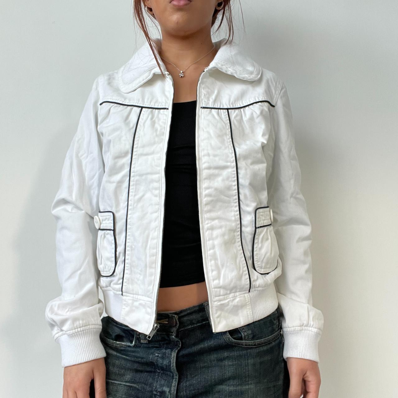 White Contrast Collared Jacket