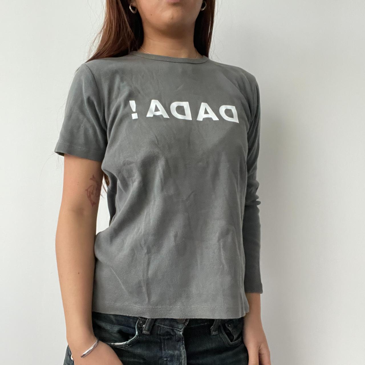 Grey Contrast Sleeve Graphic Top