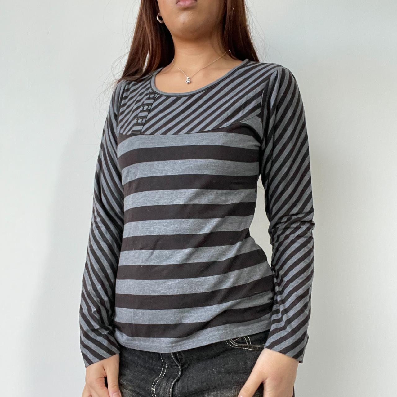 Grey/Brown Stripy Long Sleeve
