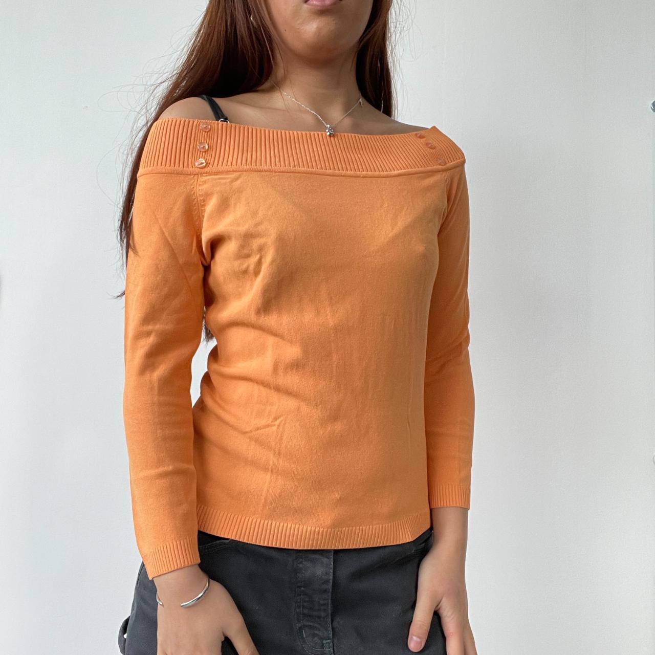 Orange Bardot Knit Jumper Top