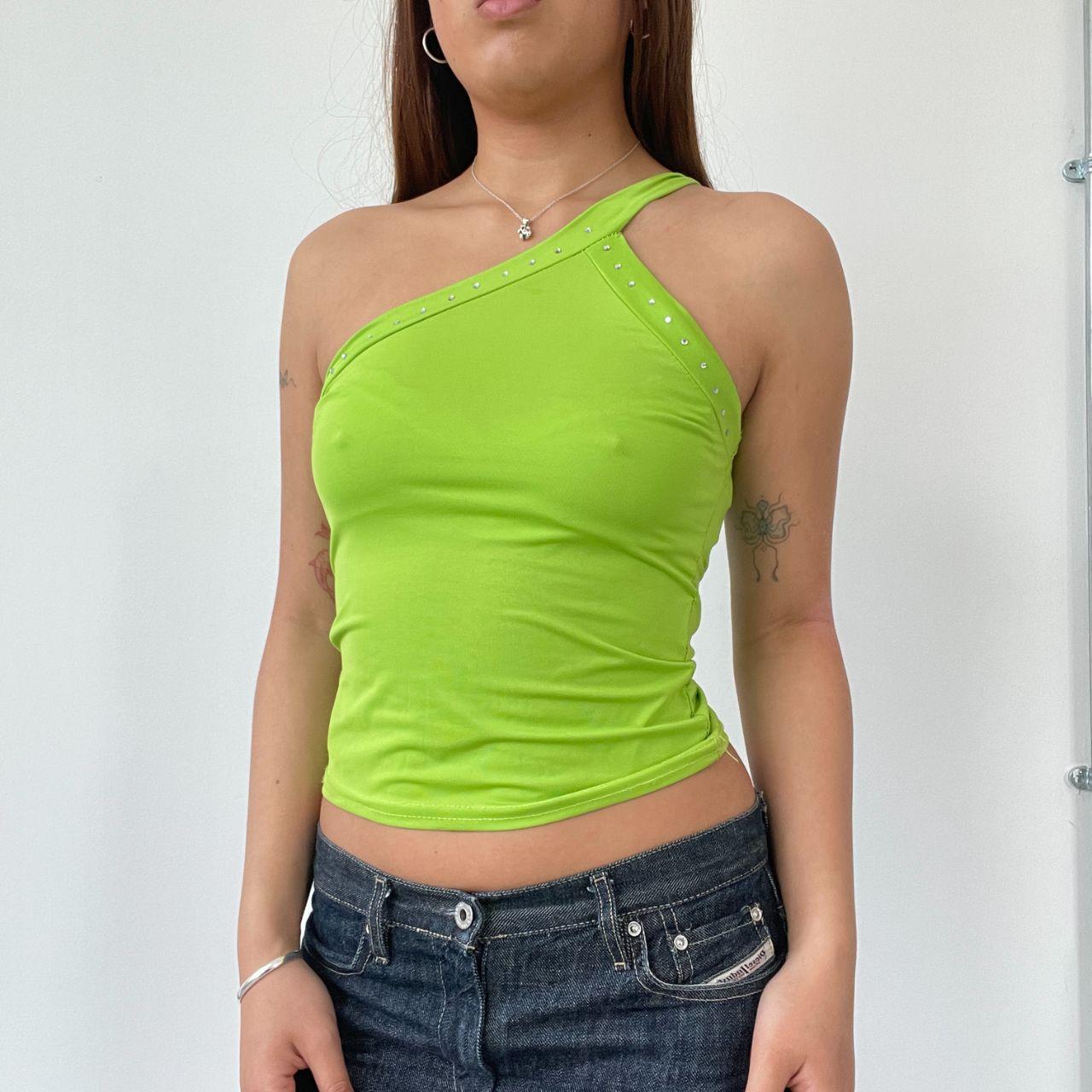Green Asymmetric Vest Top
