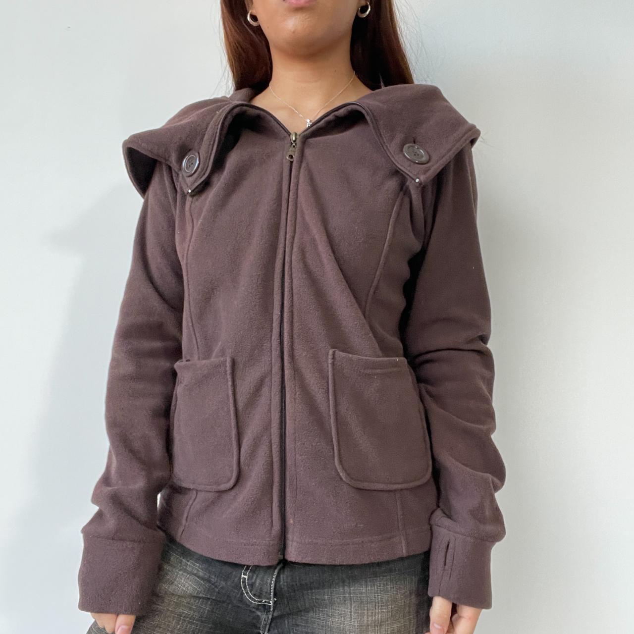 Brown Fleece Zip Up Track Jacket