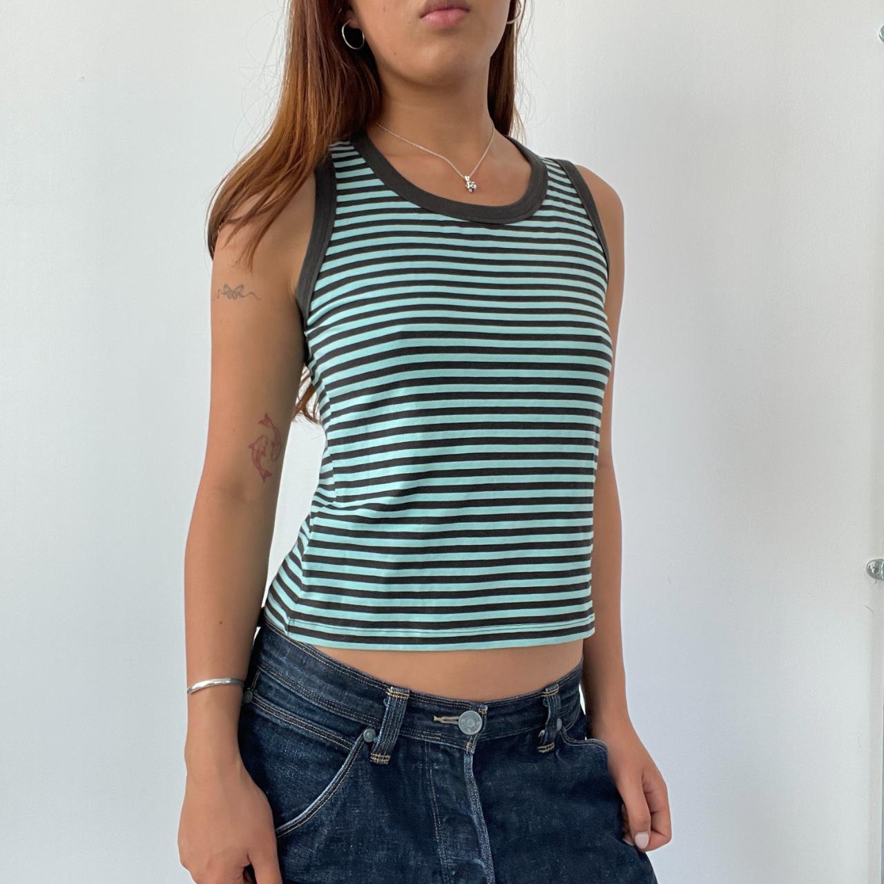 Blue/Brown Cop Copine Stripe Vest Top