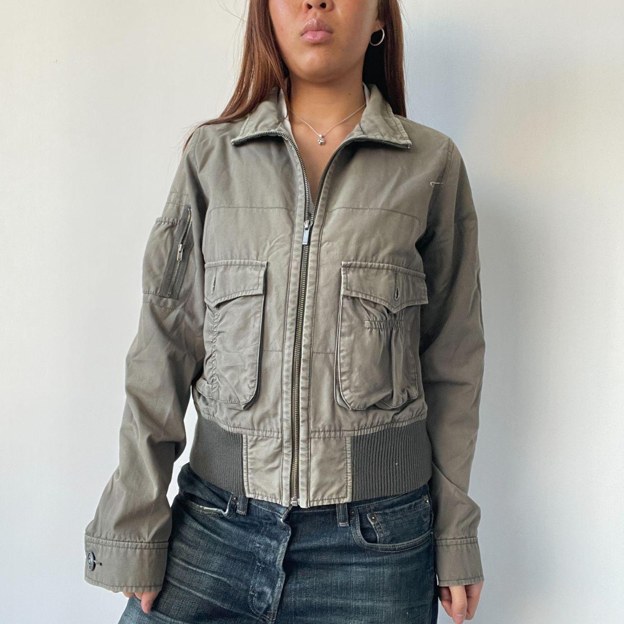 Khaki Zip Up Utility Jacket